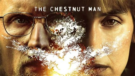Promotional poster for "The Chestnut Man," revealing two serious-looking faces bisected by an abstract image of a tree with autumnal leaves and branches, suggesting hidden Netflix shows in 2025.