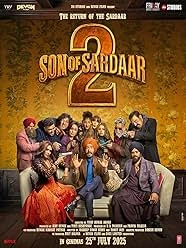 "Son of Sardaar 2: The Return of the Sardaar" movie poster, depicting a group of formally dressed people and the movie's title in stylized yellow font, with the tagline "In Cinemas 25th July 2025" at the bottom.
